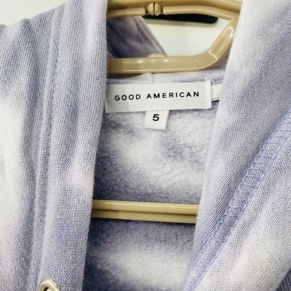 Good American Cropped & Cool Tie Dye Hoodie Lilac White Size 5 XXL NWT Cozy - Picture 5 of 11